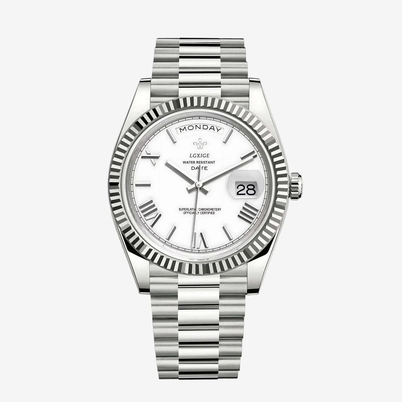 KYNOR DATE TIME - WHITE SILVER