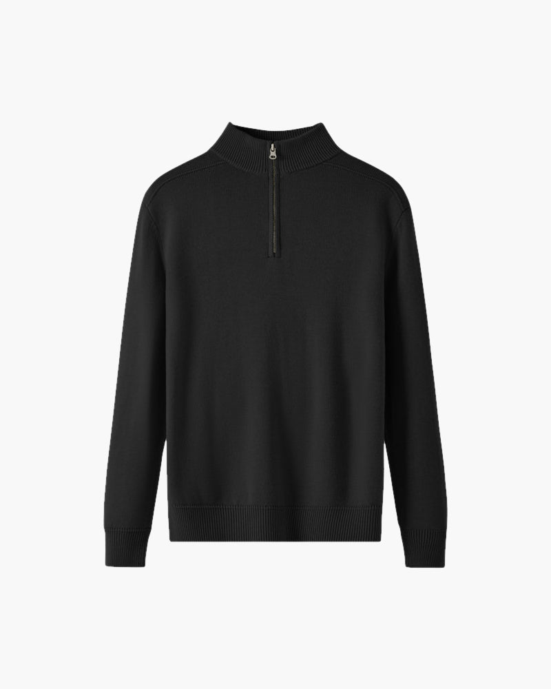 Merino Wool Zip Up - Black